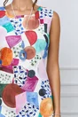 Rochie Bya alba de vara cu imprimeu geometric multicolor