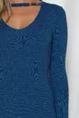 Rochie Carina albastra din tricot cu decolteu
