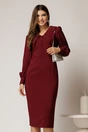 Rochie conica magenta cu nasturi pe bust si guler dublu, 1, dyfashion.ro