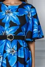 Rochie Corina neagra cu flori albastre maxi