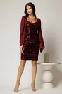 Rochie Daimond eleganta din catifea bordo cu paiete si maneci din voal, 1, dyfashion.ro