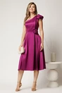 Rochie de ocazie din tafta magenta cu detaliu floare, 3, dyfashion.ro