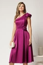 Rochie de ocazie din tafta magenta cu detaliu floare, 1, dyfashion.ro
