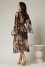 Rochie de ocazie gri inchis cu imprimeu floral bej si insertii aurii, 2, dyfashion.ro