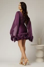 Rochie de ocazie mov cu maneci vaporoase din voal peliculizat, 2, dyfashion.ro
