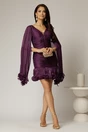 Rochie de ocazie mov cu maneci vaporoase din voal peliculizat, 3, dyfashion.ro
