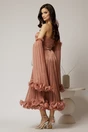 Rochie de seara roz coniac cu volanase din voal cu pelicula si maneci detasabile, 2, dyfashion.ro