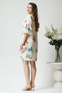 Rochie de zi din viscoza alba cu imprimeuri florale colorate