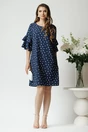 Rochie de zi din viscoza bleumarin cu buline