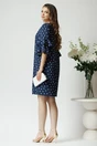 Rochie de zi din viscoza bleumarin cu buline