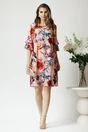 Rochie de zi din viscoza roz cu trandafiri
