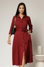Rochie de zi midi bordo tip camasa cu cordon in talie, 1, dyfashion.ro