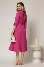 Rochie de zi midi fucsia tip camasa cu cordon in talie, 2, dyfashion.ro