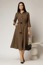 Rochie de zi midi in carouri negre si maro tip camasa cu cordon in talie, 3, dyfashion.ro