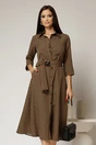 Rochie de zi midi in carouri negre si maro tip camasa cu cordon in talie, 1, dyfashion.ro