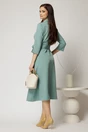 Rochie de zi midi turcoaz tip camasa cu cordon in talie, 2, dyfashion.ro
