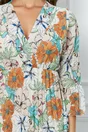 Rochie Denisa alba cu imprimeuri florale colorate