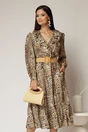 Rochie din stofa animal print cu volan si curea in talie, 1, dyfashion.ro