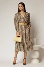 Rochie din stofa animal print cu volan si curea in talie, 3, dyfashion.ro