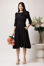 Rochie din stofa neagra cu floare maxi pe bust, 3, dyfashion.ro