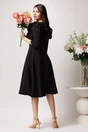 Rochie din stofa neagra cu floare maxi pe bust, 2, dyfashion.ro