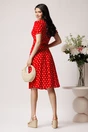 Rochie din viscoza rosie cu buline si curea in talie, 2, dyfashion.ro