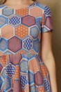 Rochie Doina cu imprimeu geometric bleu-orange
