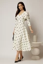 Rochie DY Fashion alba cu buline cu funda pe umar, 3, dyfashion.ro