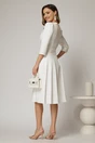 Rochie DY Fashion alba cu decolteu cu guler ascutit si fusta plisata, 2, dyfashion.ro