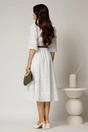Rochie DY Fashion alba din bumbac cu insertii perforate si curea in talie, 2, dyfashion.ro