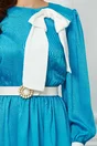 Rochie Dy Fashion albastra cu funda maxi si curea