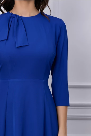 Rochie Dy Fashion albastra cu funda pe umar