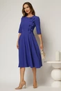 Rochie DY Fashion albastra cu funde pe bust si maneci trei sferturi, 3, dyfashion.ro
