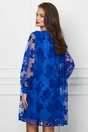 Rochie Dy Fashion albastra din tull cu insertii catifelate
