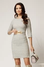 Rochie DY Fashion bleu din tweed cu catarama si strasuri in talie, 1, dyfashion.ro