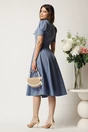 Rochie DY Fashion albastra in clos cu nasturi si curea in talie, 2, dyfashion.ro