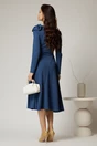 Rochie DY Fashion albastra midi cu funda pe umar, 2, dyfashion.ro
