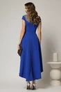 Rochie DY Fashion asimetrica albastra cu funda in talie si aplicatii la decolteu, 2, dyfashion.ro