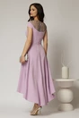 Rochie DY Fashion asimetrica lila cu funda in talie si aplicatii la decolteu, 2, dyfashion.ro