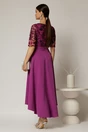 Rochie DY Fashion asimetrica mov cu dantela cu paiete la bust si funda ampla, 2, dyfashion.ro