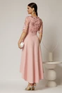 Rochie DY Fashion asimetrica roz cu dantela cu paiete la bust si funda ampla, 2, dyfashion.ro