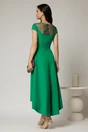 Rochie DY Fashion asimetrica verde cu funda in talie si aplicatii la decolteu, 2, dyfashion.ro