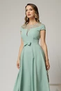 Rochie DY Fashion asimetrica verde menta cu funda in talie si aplicatii la decolteu, 3, dyfashion.ro