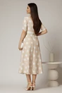 Rochie DY Fashion bej cu buline cu decolteu si maneci petrecute, 2, dyfashion.ro