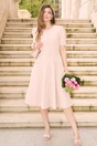 Rochie DY Fashion bej de zi cu nasturi si curea in talie
