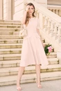 Rochie DY Fashion bej de zi cu nasturi si curea in talie