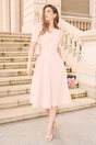 Rochie DY Fashion bej de zi cu nasturi si curea in talie