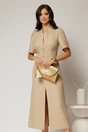 Rochie DY Fashion bej de zi de vara cu maneci scurte si nasturi la bust, 1, dyfashion.ro