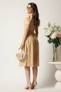 Rochie DY Fashion bej in clos cu nasturi si curea in talie, 2, dyfashion.ro