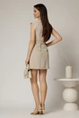 Rochie DY Fashion bej scurta cu peplum si curea in talie, 2, dyfashion.ro